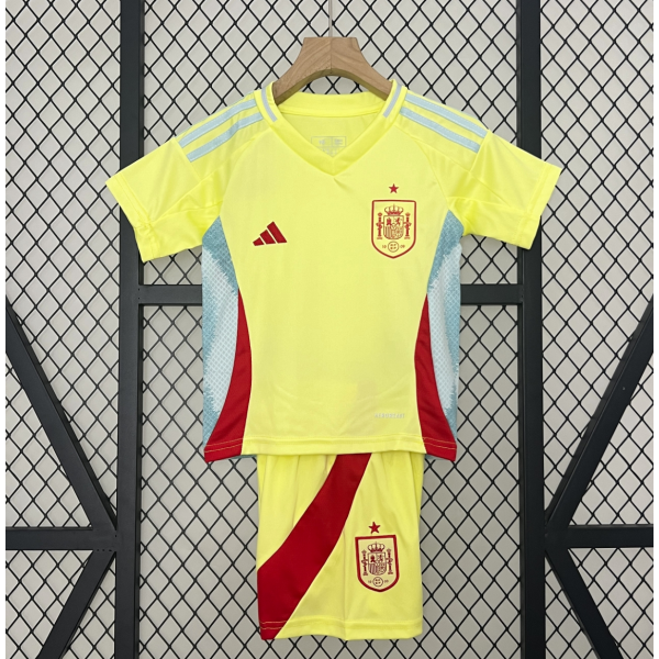 Spain 2024/25 Away Kids Apparel Replica Custom Jerseys Youth uniforms - Yellow