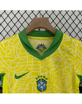 Brazil 2024/25 Home Kids Apparel Replica Custom Jerseys Youth uniforms - Yellow