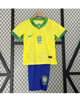 Brazil 2024/25 Home Kids Apparel Replica Custom Jerseys Youth uniforms - Yellow