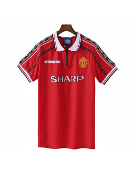 Manchester United FC 98/99 Home Adult Short Sleeve Retro Jerseys-Red