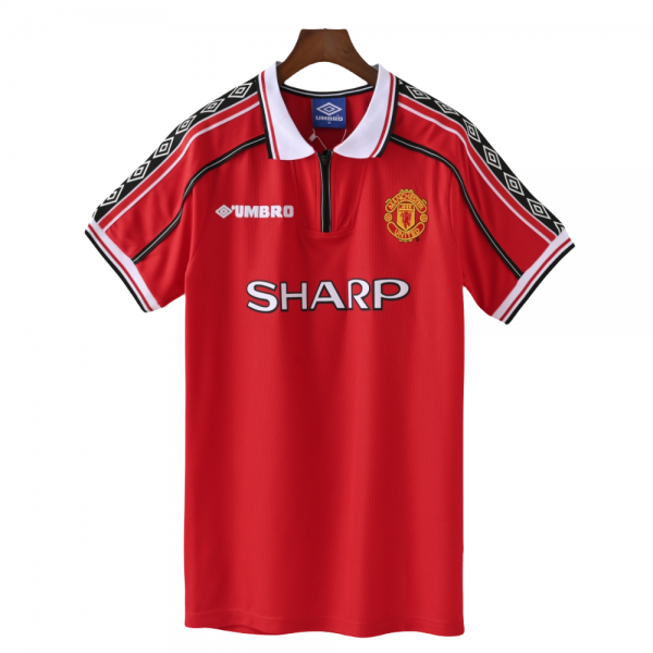 Manchester United FC 98/99 Home Adult Short Sleeve Retro Jerseys-Red