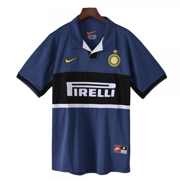 Inter Milan FC 98/99 Away Adult Short Sleeve Retro Jerseys for Football Fans-Blue