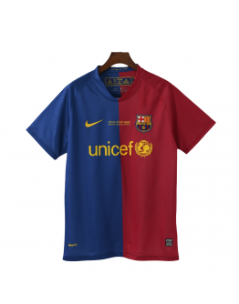 Barcelona FC 08/09 Home Adult Short Sleeve Retro Jerseys for Football Fans-Red