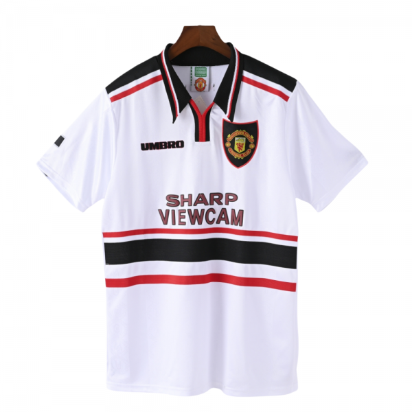 Manchester United FC 98/99 Away Adult Short Sleeve Retro Jerseys-White
