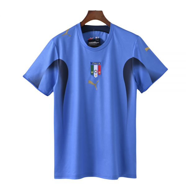 Italy International Soccer Team 2006 Home Short Sleeve Retro Jerseys for Football Fans-Blue