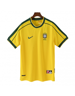 Brazil International Soccer Team 1998 Home Short Sleeve Retro Jerseys for Football Fans-Yellow