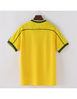 Brazil International Soccer Team 1998 Home Short Sleeve Retro Jerseys for Football Fans-Yellow