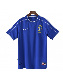 Brazil International Soccer Team 1998 Away Short Sleeve Retro Jerseys for Football Fans-Blue