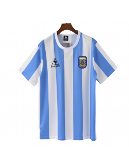 Argentina International Soccer Team 1986 Home Short Sleeve Retro Jerseys for Football Fans-Blue/White