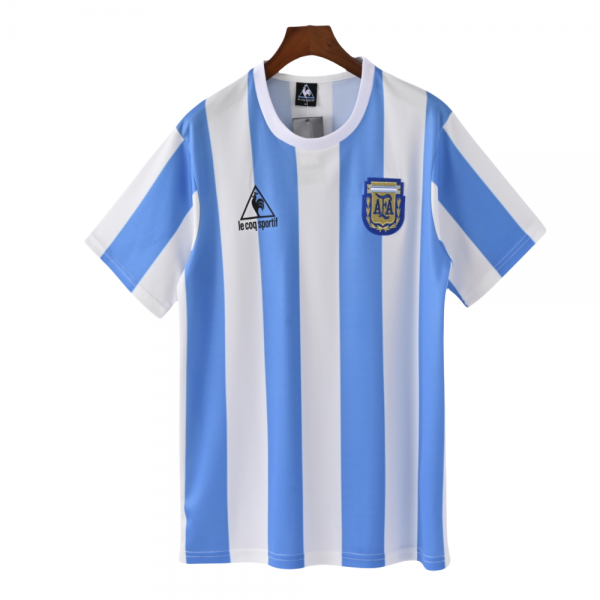 Argentina International Soccer Team 1986 Home Short Sleeve Retro Jerseys for Football Fans-Blue/White