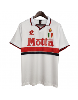 AC Milan FC 93/94 Away Short Sleeve Retro Jerseys for Football Fans-White