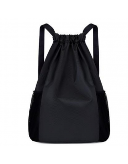 Valleycomfy Drawstring Backpack Sports Gym Backpack with Reflective Strips Water-Resistant String Beach Bag for Men Women Black