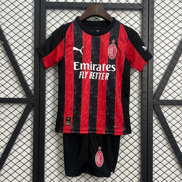 AC Milan FC 2025/26 Home Kids Apparel Replica Custom Jerseys Youth uniforms - Red