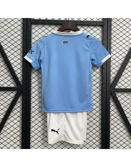 Manchester City FC 2025/26 Home Kids Apparel Replica Custom Jerseys Youth uniforms - Blue